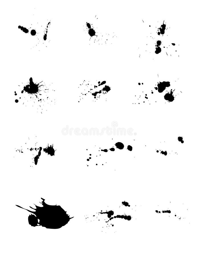 Ink splats grouped and to be used as brushes or blood stains etc. Ink splats grouped and to be used as brushes or blood stains etc.