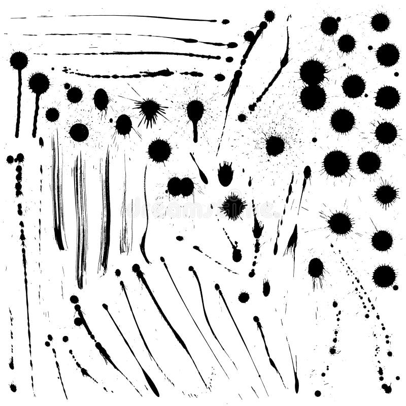 Set of editable vector ink drops, splats and streaks. Set of editable vector ink drops, splats and streaks