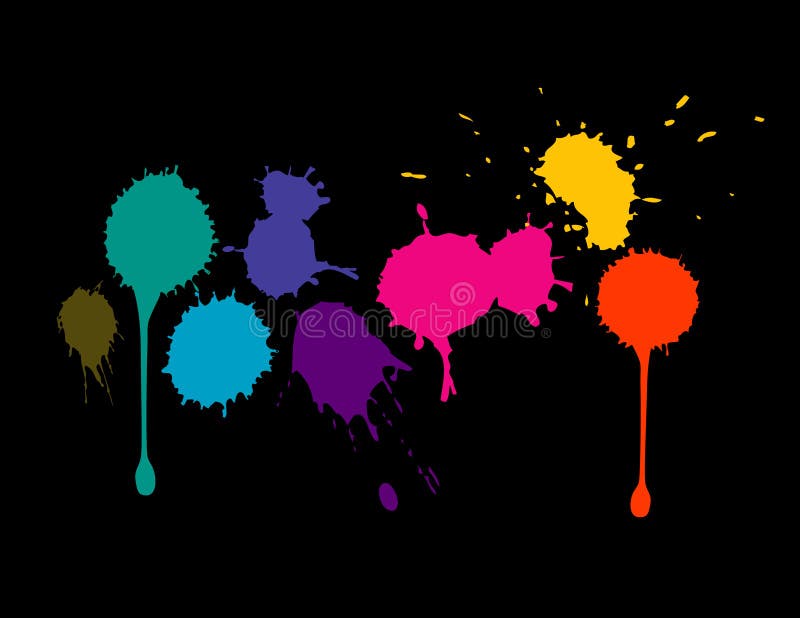 A black background with colorful splatters. A black background with colorful splatters
