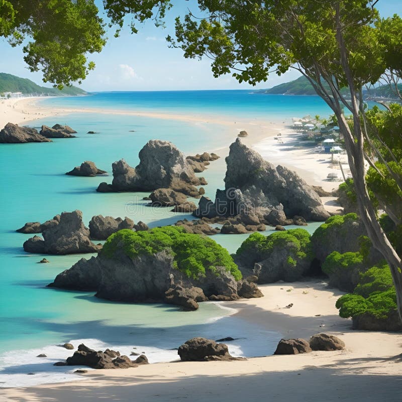 Splendida e pacifica visione sulla spiaggia, immagine generata dall'aria royalty illustrazione gratis