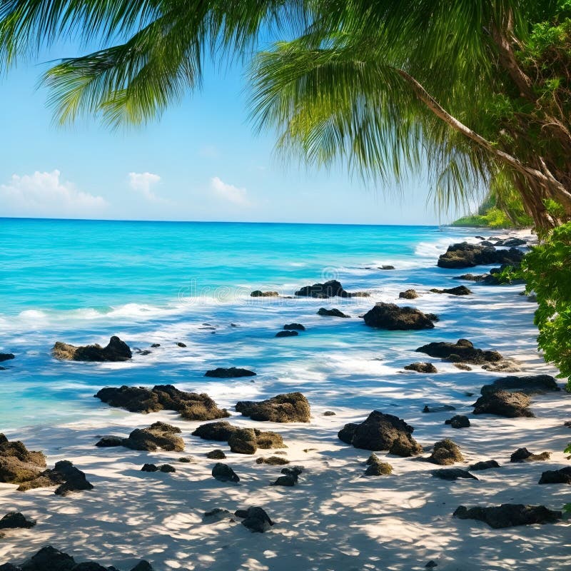 Splendida e pacifica visione sulla spiaggia, immagine generata dall'aria illustrazione di stock