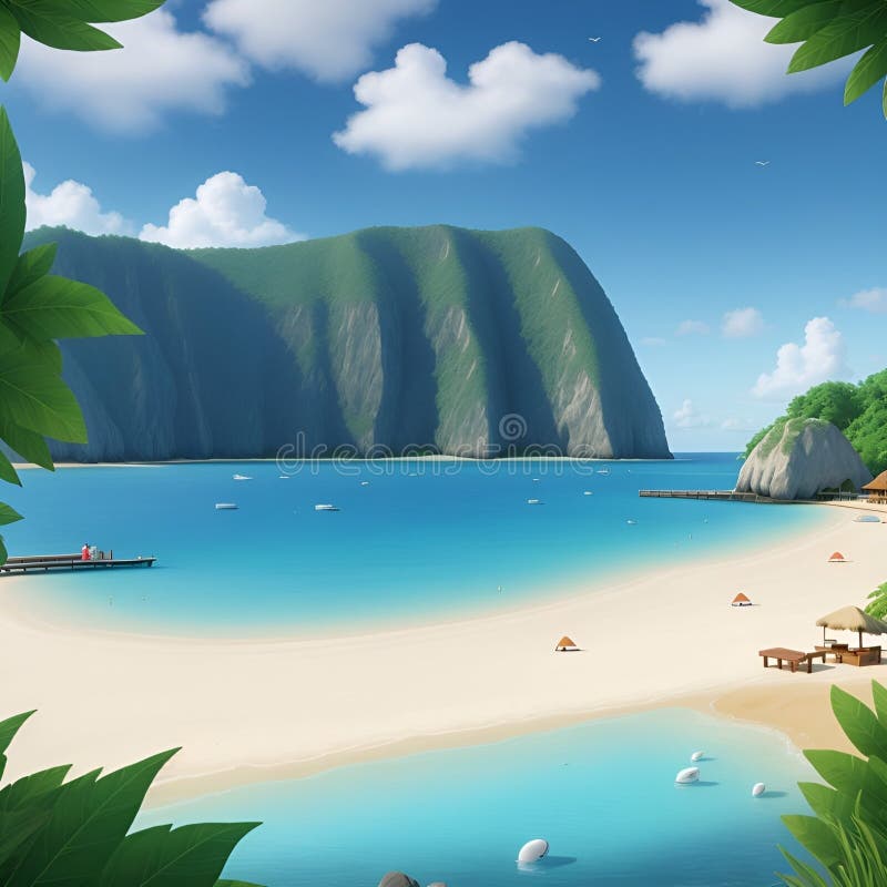 Splendida e pacifica visione sulla spiaggia, immagine generata dall'aria illustrazione di stock