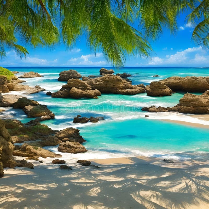 Splendida e pacifica visione sulla spiaggia, immagine generata dall'aria illustrazione di stock
