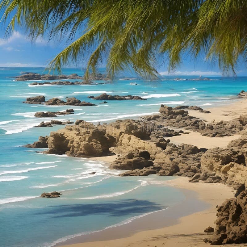 Splendida e pacifica visione sulla spiaggia, immagine generata dall'aria illustrazione di stock