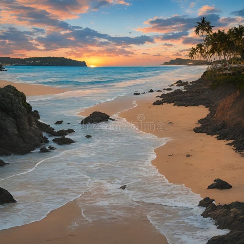 Splendida e pacifica visione sulla spiaggia, immagine generata dall'aria illustrazione vettoriale