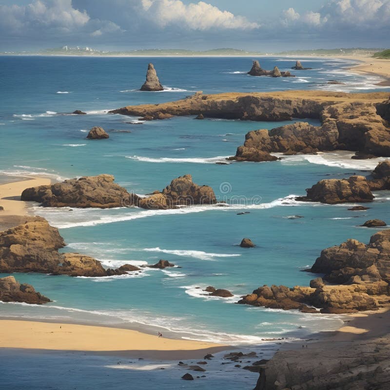 Splendida e pacifica visione sulla spiaggia, immagine generata dall'aria illustrazione di stock
