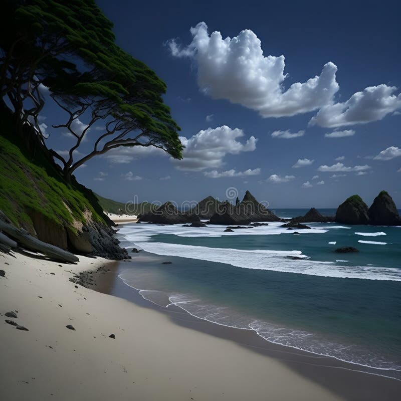 Splendida e pacifica visione sulla spiaggia, immagine generata dall'aria illustrazione di stock
