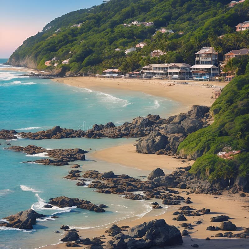 Splendida e pacifica visione sulla spiaggia, immagine generata dall'aria illustrazione di stock