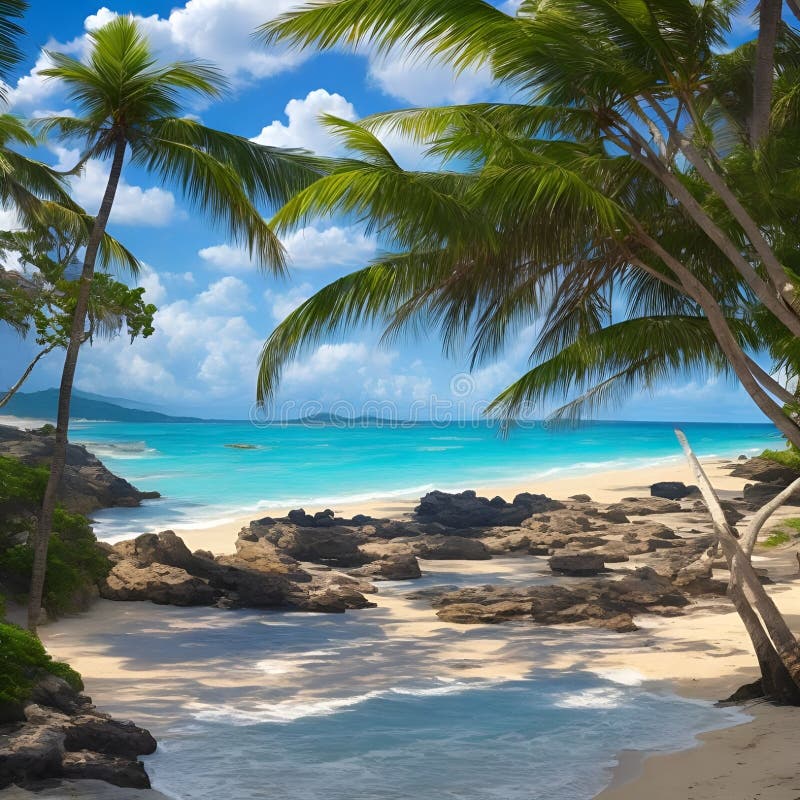 Splendida e pacifica visione sulla spiaggia, immagine generata dall'aria royalty illustrazione gratis