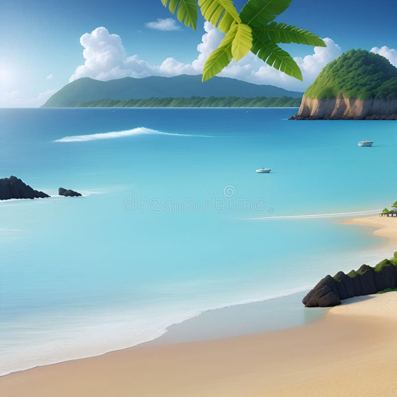 Splendida e pacifica visione sulla spiaggia, immagine generata dall'aria royalty illustrazione gratis