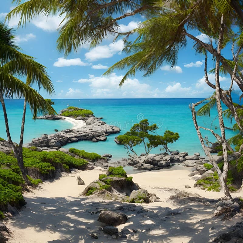 Splendida e pacifica visione sulla spiaggia, immagine generata dall'aria royalty illustrazione gratis