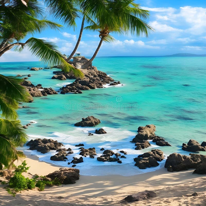 Splendida e pacifica visione sulla spiaggia, immagine generata dall'aria illustrazione di stock