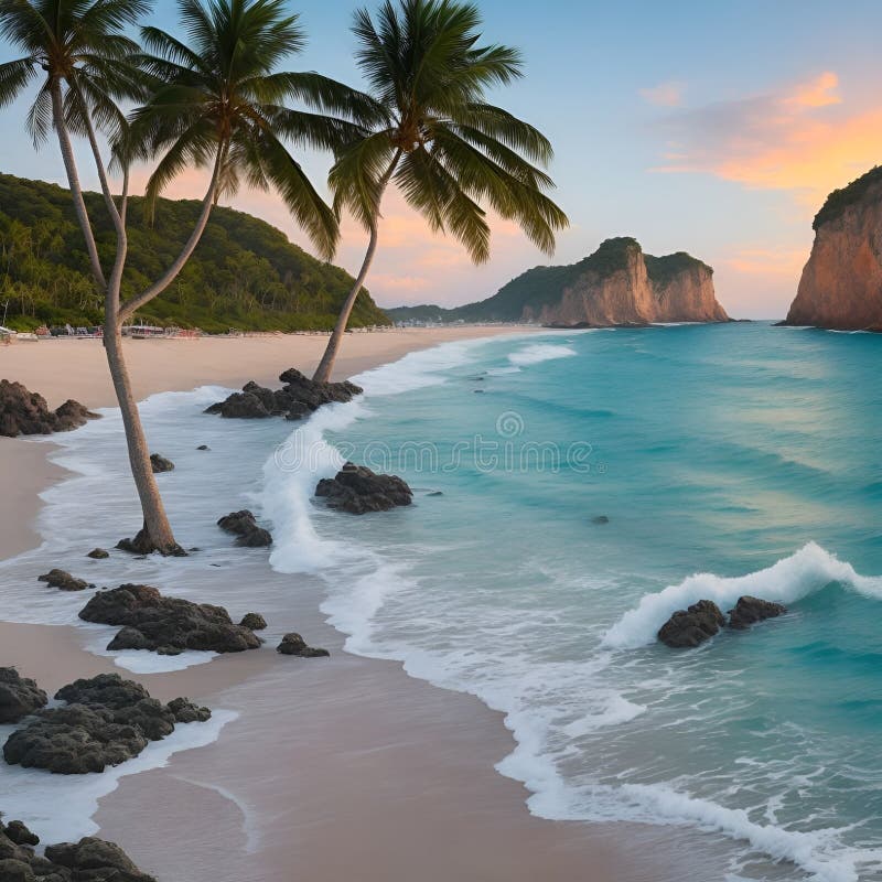 Splendida e pacifica visione sulla spiaggia, immagine generata dall'aria illustrazione vettoriale