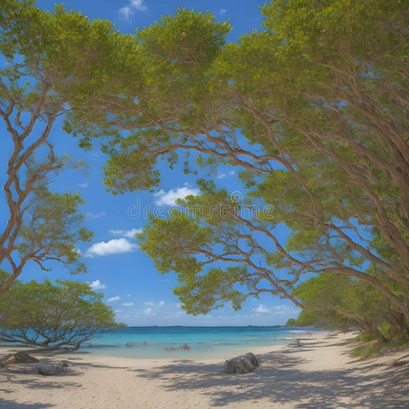Splendida e pacifica visione sulla spiaggia, immagine generata dall'aria illustrazione di stock