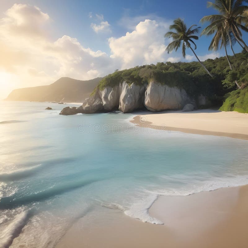 Splendida e pacifica visione sulla spiaggia, immagine generata dall'aria illustrazione vettoriale