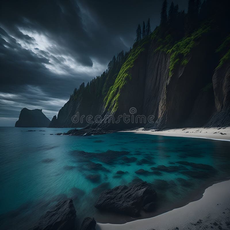 Splendida e pacifica visione sulla spiaggia, immagine generata dall'aria illustrazione di stock