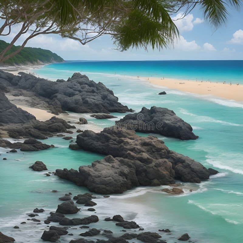Splendida e pacifica visione sulla spiaggia, immagine generata dall'aria illustrazione vettoriale