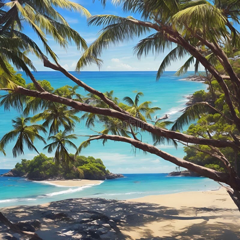 Splendida e pacifica visione sulla spiaggia, immagine generata dall'aria illustrazione di stock