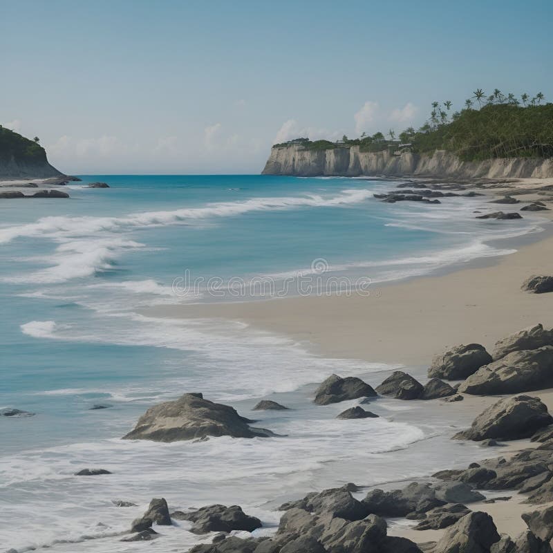Splendida e pacifica visione sulla spiaggia, immagine generata dall'aria illustrazione vettoriale