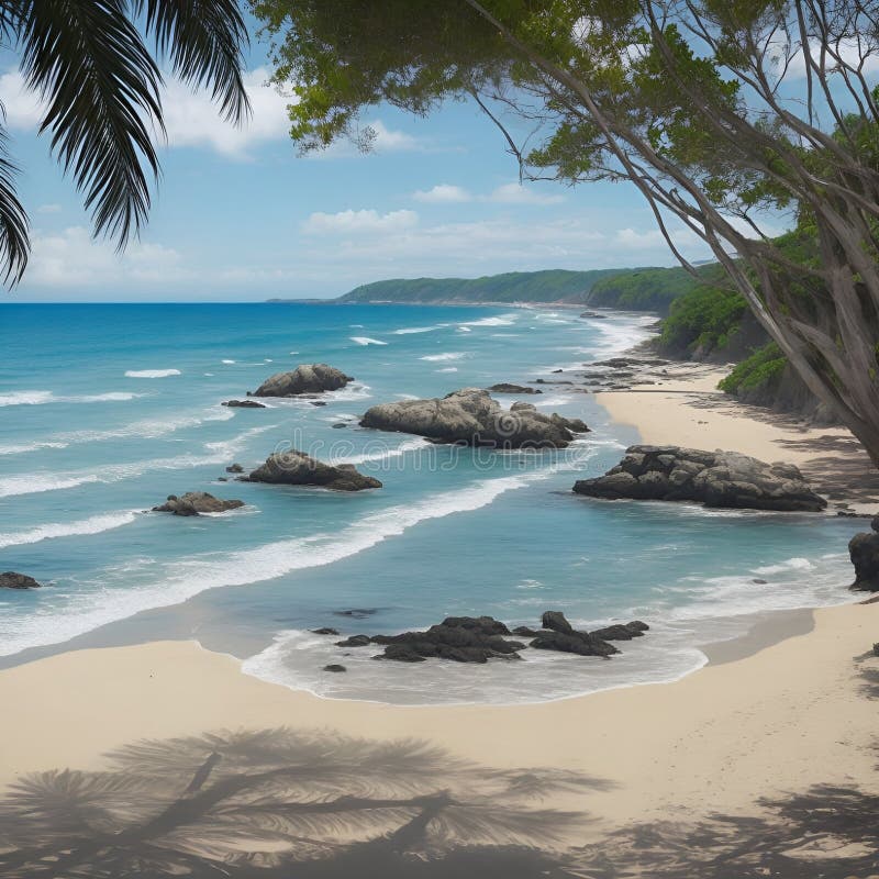 Splendida e pacifica visione sulla spiaggia, immagine generata dall'aria illustrazione vettoriale