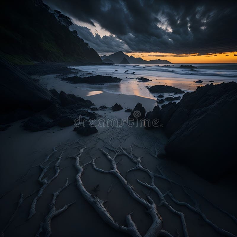 Splendida e pacifica visione sulla spiaggia, immagine generata dall'aria illustrazione vettoriale