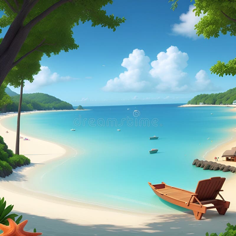 Splendida e pacifica visione sulla spiaggia, immagine generata dall'aria illustrazione di stock