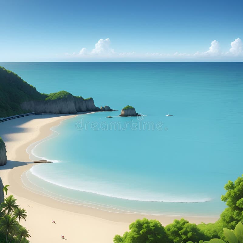 Splendida e pacifica visione sulla spiaggia, immagine generata dall'aria illustrazione di stock
