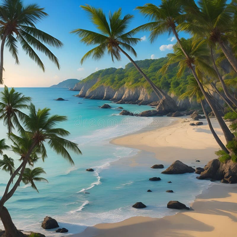 Splendida e pacifica visione sulla spiaggia, immagine generata dall'aria illustrazione vettoriale
