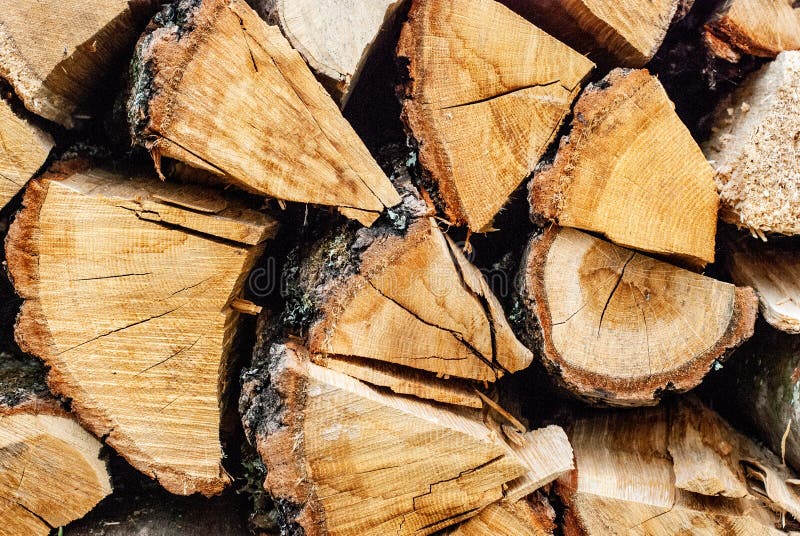 Split dry firewood ready for winter stock images