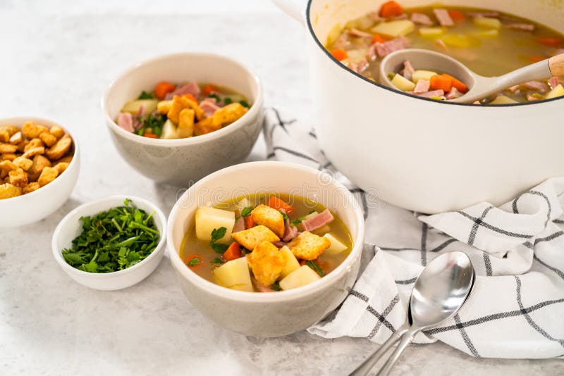 Split Pea Soup stock image. Image of meat, orange, stockpot 271901317