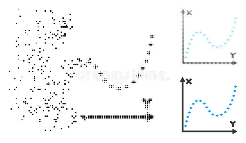 Splittrad Dot Halftone Dotted Function Graph symbol vektor illustrationer