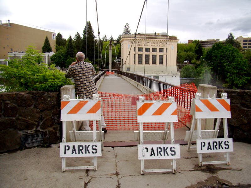 Spokane Suspension Bridge Closed Editorial Stock Photo Image of