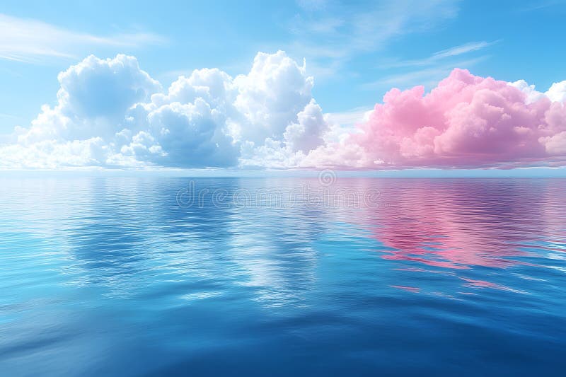 Spokojny widok na ocean dzięki majestatycznym chmurom i odblaskowym wodom dla modeli spokojnych generatywna sztuczna inteligencja ilustracja wektor