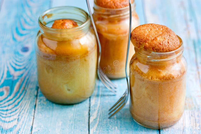 Sponge Cake Baked in Glass Jar Stock Photo Image of close, pastry