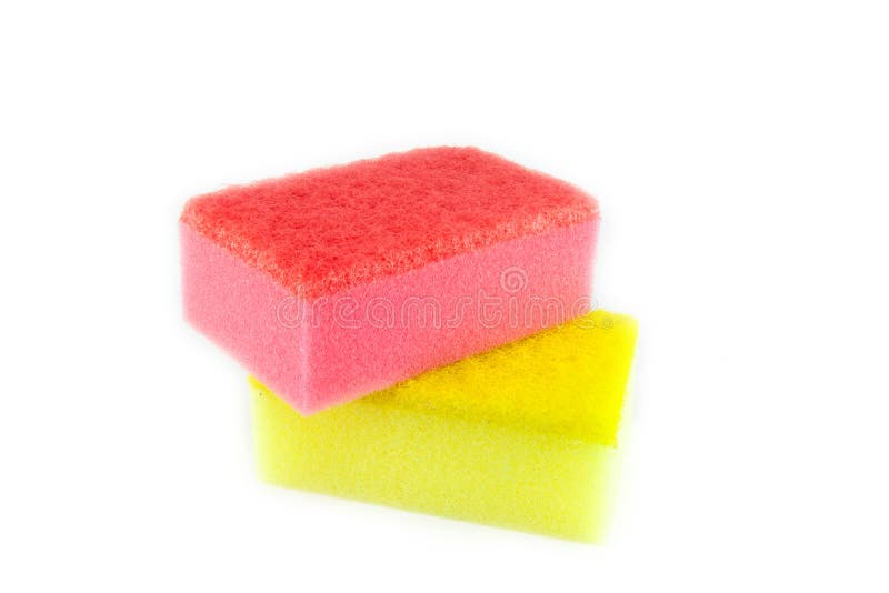 Sponge Scouring Pads on an Isolated White Background Stock Photo