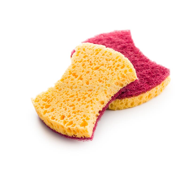 Sponges for washing dishes isolated on white background stock images