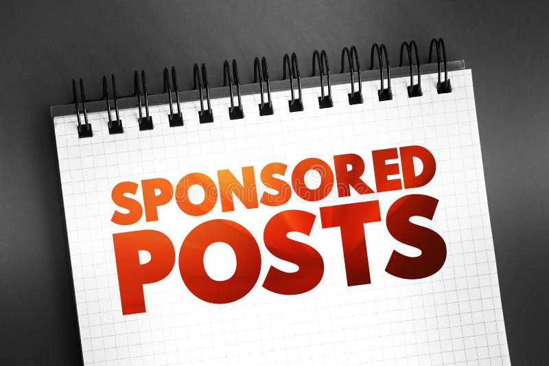 Sponsored Posts - post to any community-driven notification-oriented website, text concept on notepad.