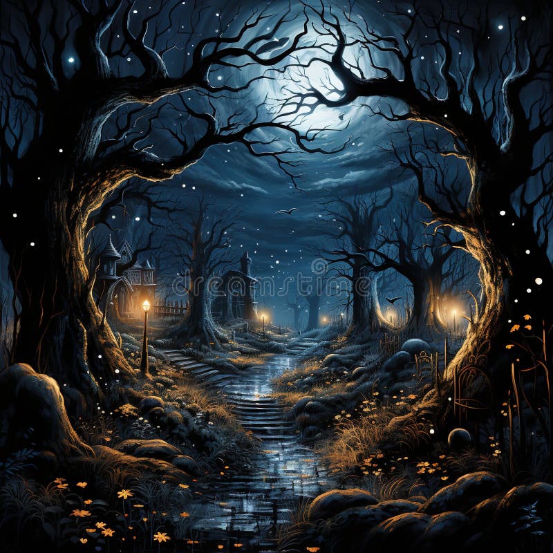 A spooky and atmospheric Halloween Illustration vector illustration
