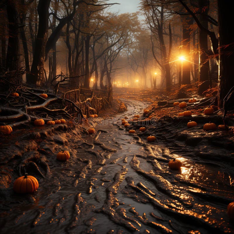 A spooky and atmospheric Halloween Illustration stock illustration