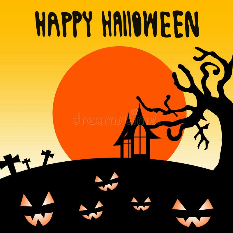 Spooky Halloween Background, Halloween Cartoon Stock Illustration ...