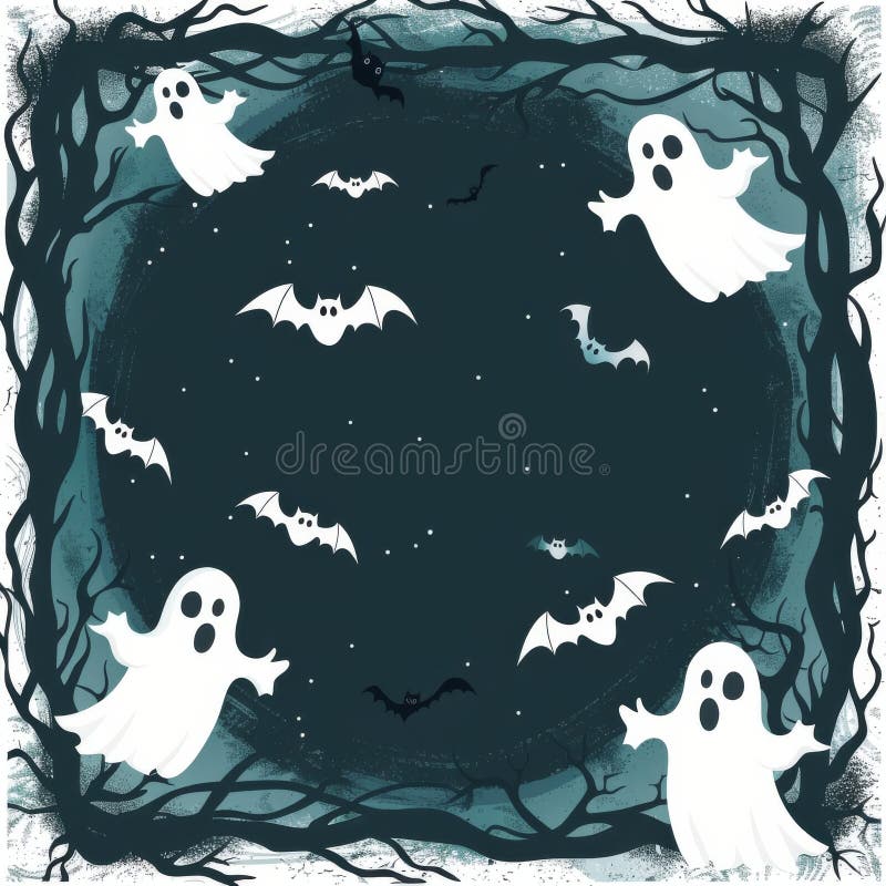 Halloween Card For Grandson - Spooky Webs, Pumpkins & Bats Design With Glitter (5.75x8 Inches)