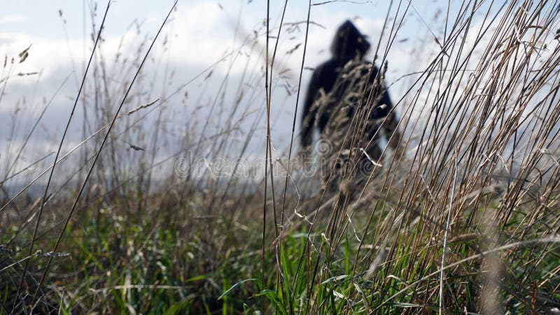 A Spooky, Scary Ghostly Hooded Figure. Standing in a Field Stock Photo ...