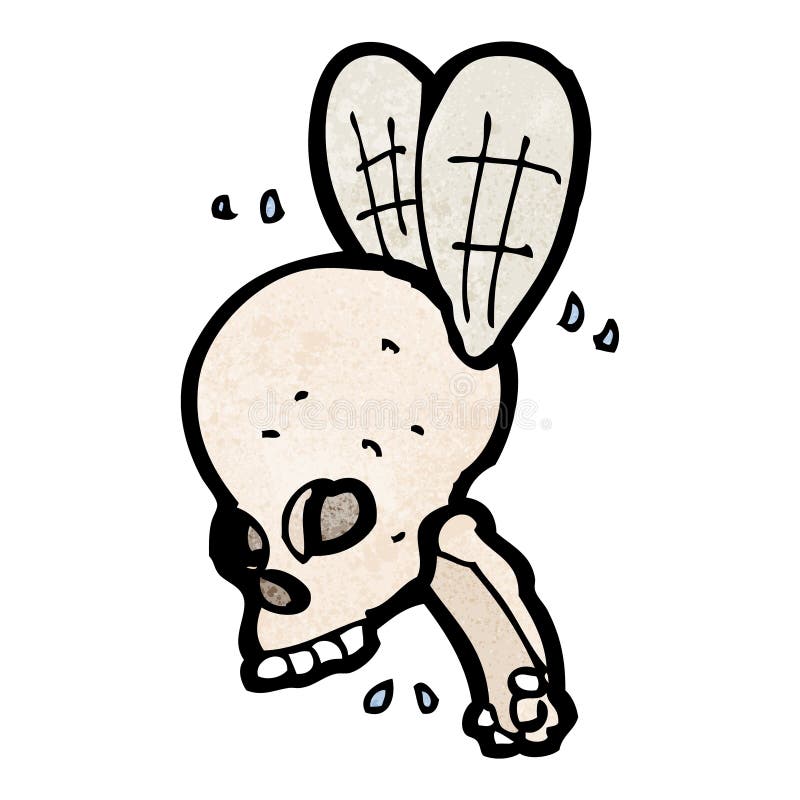 spooky skull fly cartoon