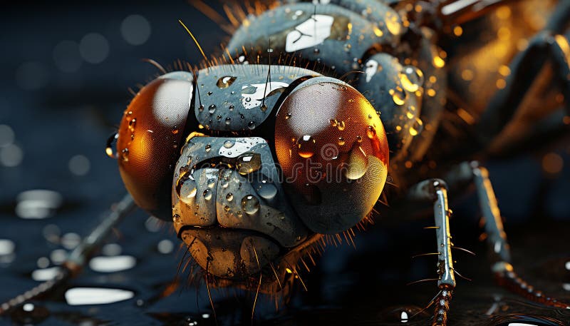 Spooky underwater portrait small fish, sharp focus, magnification, wet generated by AI stock illustration