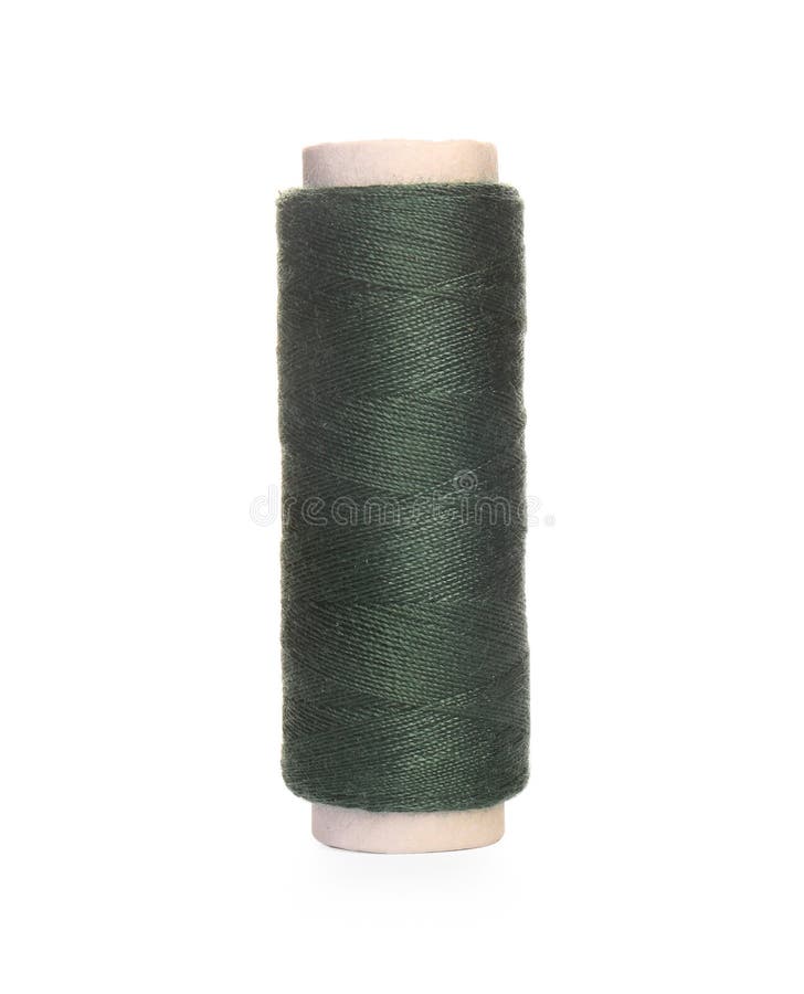 Spool of Dark Green Sewing Thread Isolated on White Stock Image Image
