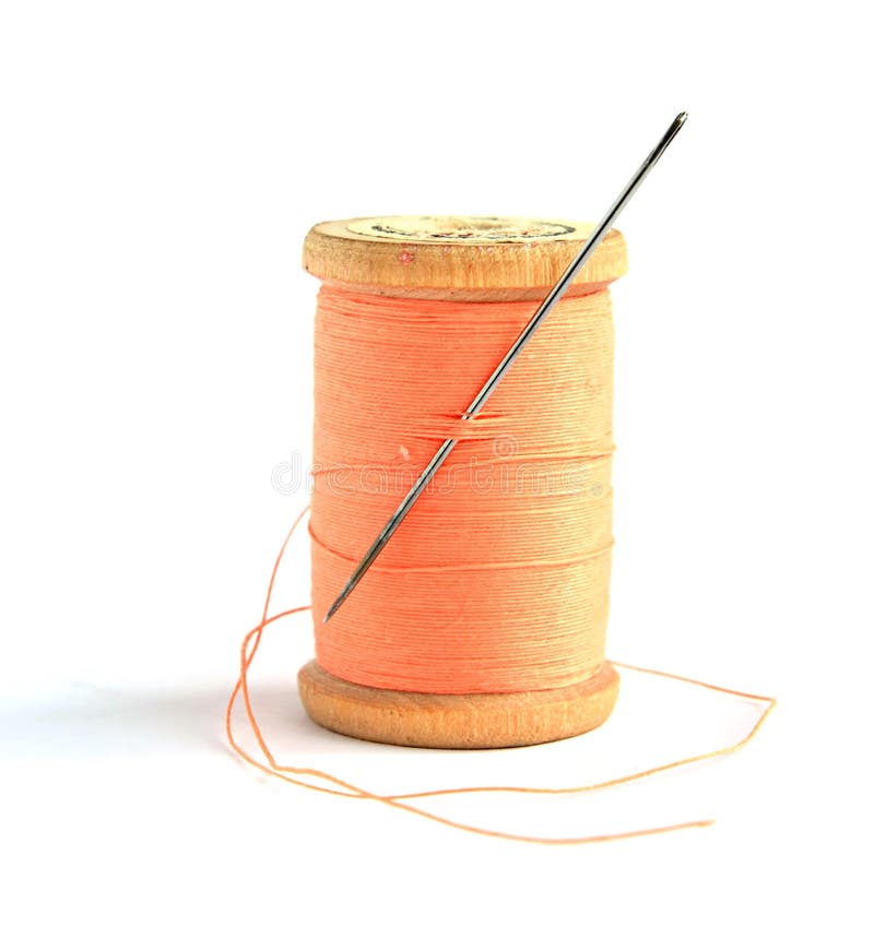 Two Spools of Pink Thread with Needle Stock Photo - Image of point