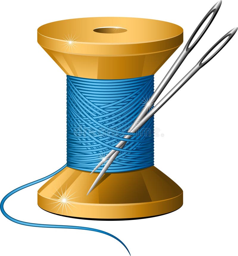 Spool of Thread and Needles Stock Vector - Illustration of scratchy ...