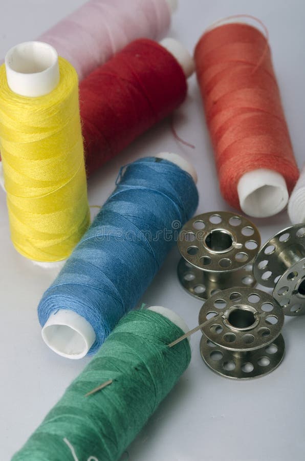 Spool of Threads with Color Variations. on White Background. Stock ...