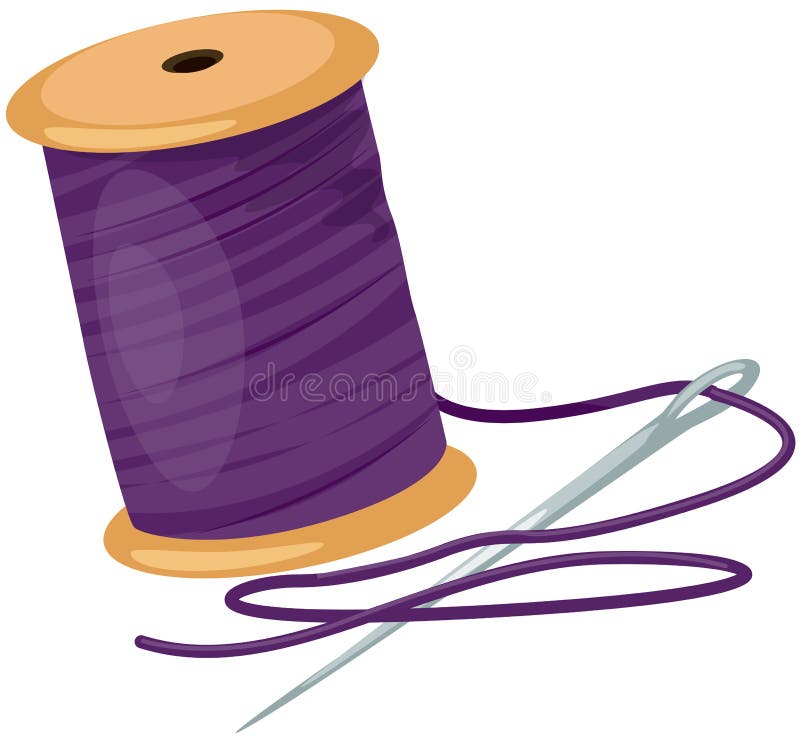 Spool with Threads and Needle Stock Vector - Illustration of craft ...