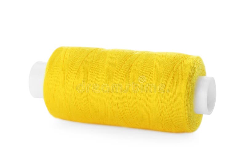 Spool of Yellow Sewing Thread Isolated on White Stock Photo Image of